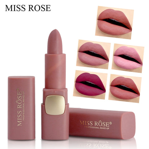 Miss Rose Brand 18 Colors Matte Lipstick Waterproof Moisturizing Sexy Red Lips Makeup Velvet Nude Lip Sticks Make Up Cosmetics