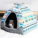 Hot Fleece Soft Pet Yurt Home Dog Bed Puppy Dog Kennel Pet Bed House For Dog Cat Small Animals Home Dog House With Mat Chihuahua